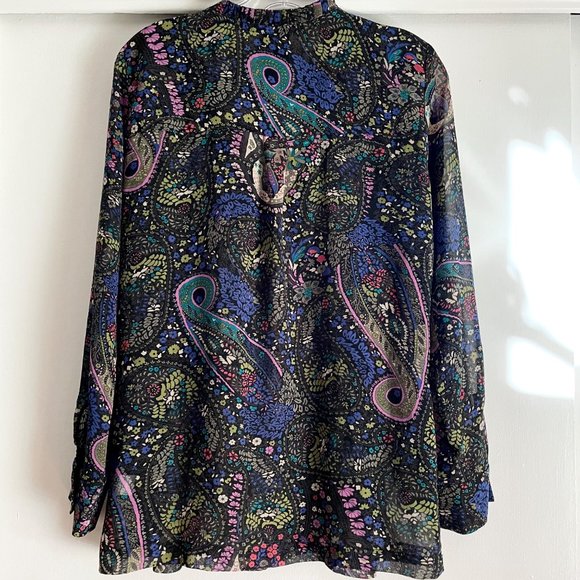 Anthropologie Dolan Odessa Long Sleeve Paisley Floral Peasant Boho Blouse Top M - Picture 11 of 12